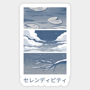 Minimalistic Manga Panel in Blue Colors Sticker